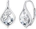 wholesale 925 Sterling Silver S929 Birthstone Leaf Hoop Earrings for Women-0-0