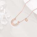 wholesale Rose Gold 925 Sterling Silver Opal Horse Shoe Heart Pendant Necklace Anniversary Birthday Christmas Gifts for Her-0-4