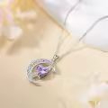 TOUPOP Sterling Silver Alexandrite Moon Star Pendant Necklace-0-4