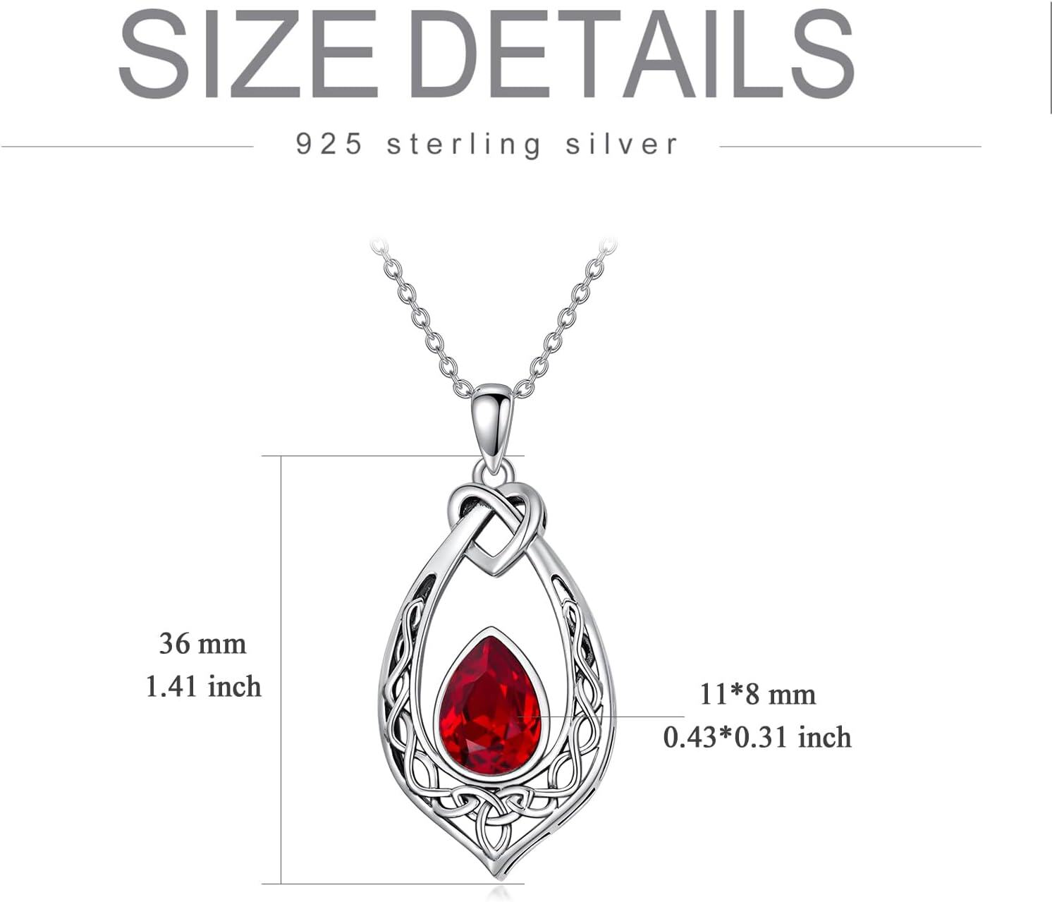 Sterling Silver Simulated Birthstone Celtic Knot Necklace Oxidized Vintage Love Knot Pendant Women s Jewelry Gift-0-5