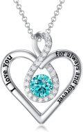 wholesale 925 Sterling Silver December Birthstone Infinity Heart Pendant Necklace with 5A Cubic Zirconia for Women-0-0