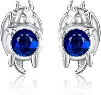 wholesale 925 Sterling Silver Blue Crystal Dragon Stud Earrings for Women Girls Valentines Day Gifts Jewelry Accessories 3D Design Fashion Charm Minimalist Style Hypoallergenic Safe Nickel Free-Dragon