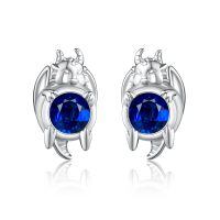 wholesale 925 Sterling Silver Dragon Earrings With Blue Sapphire-Dragon