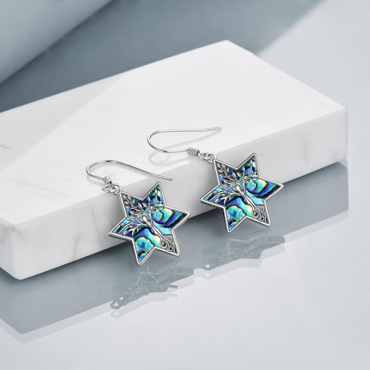 Sterling Silver Star of David Dangle Earrings Jewish Jewelry Gift-0-2