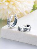 wholesale 925 Sterling Silver Bali Boho Oxidized Huggie Hoop Earrings for Women-0-2