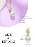 TOUPOP 14K Gold Freshwater Cultured Pearl Necklace with Bow Heart Dolphin Pendant-0-3
