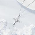wholesale 925 Sterling Silver Heart and Cross Pendant Necklace with Cubic Zirconia - Godmother Gifts for Mother's Day-0-1