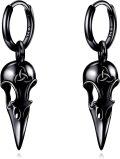 wholesale 925 Sterling Silver Raven Skull Drop Dangle Earrings Norse Viking s for Men Women-0-0