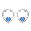 wholesale 925 Sterling Silver Heart Shaped Earrings With Blue Opal-0-0