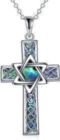 wholesale 925 Sterling Silver Celtic Cross Necklace with Abalone Shell Inlay for Women Men Christian s-0-0