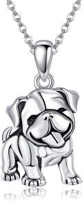 wholesale 925 Sterling Silver Bulldog Dog Charm Pendant Necklace for Women Girls  45cm Chain Length-0-0
