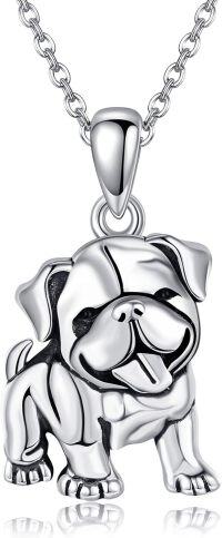 wholesale 925 Sterling Silver Bulldog Dog Charm Pendant Necklace for Women Girls  45cm Chain Length-French Bulldog Necklace