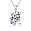 wholesale 925 Sterling Silver Bulldog Dog Charm Pendant Necklace for Women Girls  45cm Chain Length-0-0