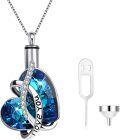 wholesale 925 Sterling Silver Blue Austrian Crystal Heart Cremation Jewelry with Funnel and Sim Card Tool-0-0