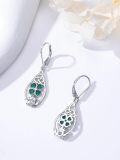 wholesale 925 Sterling Silver Emerald Clover Drop Earrings Luck Jewelry for Women Gifts USA-0-2