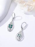 wholesale 925 Sterling Silver Emerald Clover Earrings-0-2