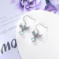 wholesale 925 Sterling Silver Hypoallergenic Dragonfly Drop Earrings with Moonstone Gemstones-0-3