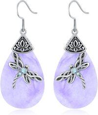 wholesale Sterling Silver Celtic Dragonfly Dangle Drop Earrings Celtic Jewelry Gifts for Women Her Wife Mom-Amethyst