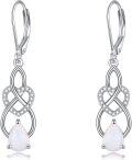 wholesale 925 Sterling Silver Heart-Shaped Drop Earrings with White Opals and Crystals - Elegant s for Her-0-0