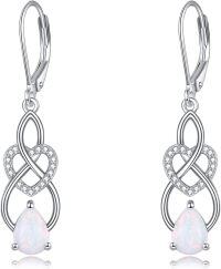 wholesale 925 Sterling Silver Heart-Shaped Drop Earrings with White Opals and Crystals - Elegant s for Her-Opal