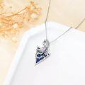 wholesale 925 Sterling Silver Blue Stone Triangular Celtic Dragon Pendant Necklaces for Women Men s-0-5