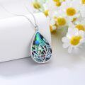 wholesale 925 Sterling Silver Teardrop Abalone Shell Lotus Flower Pendant Necklaces for Women's s-0-2