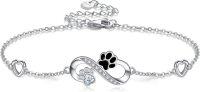 wholesale 925 Sterling Silver Infinity Paw Print Heart Bracelet for Women -undefined