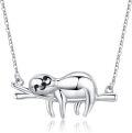 wholesale 925 Sterling Silver Sloth Sliding Charm Necklace - Slow Down & Be Happy s for Her-0-0