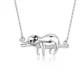 wholesale 925 Sterling Silver Sloth Sliding Charm Necklace - Slow Down & Be Happy s for Her-0-0