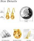 wholesale Gold 925 Sterling Silver Citrine Flower Drop Dangle Earrings for Women-0-1