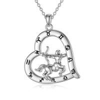 wholesale 925 Sterling Silver Zodiac Necklace with 12 Constellations Horoscope Heart Pendant for Women-01-Sagittarius Necklace(11.23-12.21)-01-Sagittarius Necklace(11.23-12.21)