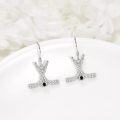 wholesale 925 Sterling Silver Crossed Hockey Sticks Dangle Earrings Sports Gift for Women-0-1