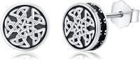 wholesale 925 Sterling Silver Black Onyx Zircon Celtic Viking Stud Earrings Hypoallergenic Punk Gothic Jewelry for Women Men-Celtic E-02-Celtic E-02