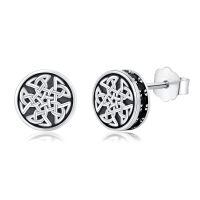 wholesale 925 Sterling Silver Black Onyx Zircon Celtic Viking Stud Earrings Hypoallergenic Punk Gothic Jewelry for Women Men-Celtic E-02-Celtic E-02