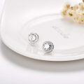 wholesale 925 Sterling Silver & Crystal Vintage-Modern Elegant Earrings, 10mm, Gift Box-0-2