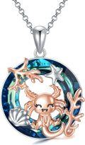 wholesale 925 Sterling Silver Blue Crystal Axolotl Charm Necklace for Women Girls Gifts Jewelry Accessories-0-0