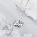 wholesale 925 Sterling Silver Nine Tailed Fox Pendant Necklace White Gold Plated Red Enamel-0-3