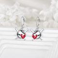 wholesale 925 Sterling Silver Baseball Heart Dangle Earrings Sports Gift for Her-0-4