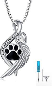 wholesale Sterling Silver Birthstone Infinity Dog Angle Cross Turtle Tree of Life Urn Necklace for Women s Ashes Wings Cremation Jewelry Heart Pendant-Pet Paws-Pet Paws