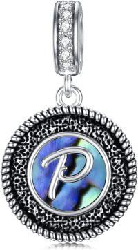 wholesale 925 Sterling Silver Abalone Shell Alphabet Charms A Z for Jewelry-P