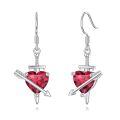 wholesale 925 Sterling Silver Red Heart Arrow Drop Earrings for Women Valentines Day Gifts-0-0