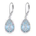 wholesale 925 Sterling Silver Larimar Tree of Life Dangle Earrings Birthstone s for Women Girls-0-0