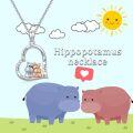 wholesale 925 Sterling Silver Heart-Shaped Hippo and Pig Pendant Necklace - Always in My Heart  for Women & Girls-0-4