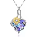 TOUPOP Sterling Silver Heart Crystal Sunflower Urn Necklace Ashes Keepsake-0-0