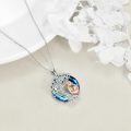 wholesale 925 Sterling Silver Pendant Blue Crystal Tree And Figure Design Necklace-0-2