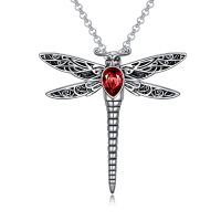 wholesale 925 Sterling Silver Dragonfly Pendant Necklace Wholesale With Crystal-Crystal-Red