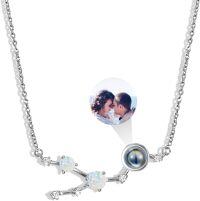 wholesale 925 Sterling Silver & Nanotech Stone Photo Projection Necklace - Custom Zodiac Taurus Constellation Pendant for Her, Gift Box-Taurus