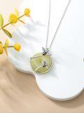 wholesale 925 Sterling Silver Green Jade Honeybee Pendant Necklace - Mother's Day Gifts for Her-0-5