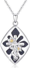 wholesale 925 Sterling Silver Flower Pendant with Blue Stone and Gold Accents Necklaces for Women/Men-0-0