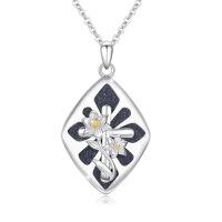 wholesale 925 Sterling Silver Flower Pendant with Blue Stone and Gold Accents Necklaces for Women/Men-Flower Cross Necklace